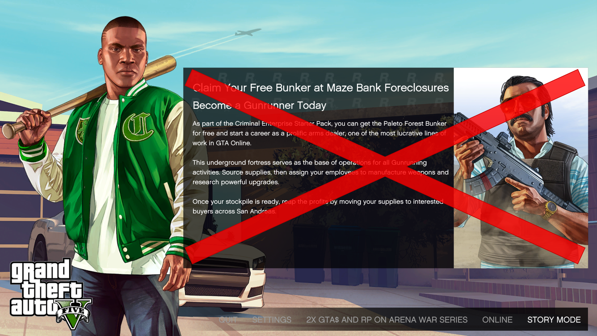 Avoid the free Bunker in the Starter Pack under all possible\nconditions