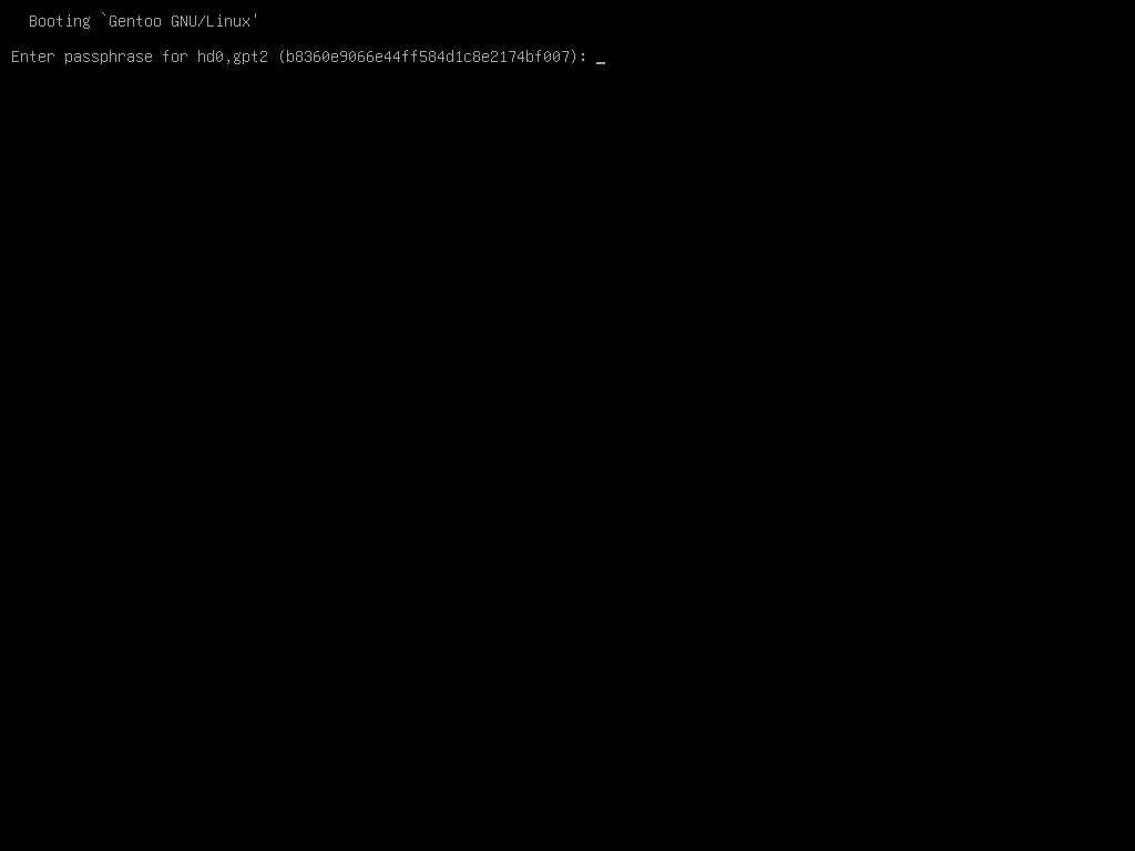 GRUB asks for passphrase after selecting a menu entry
