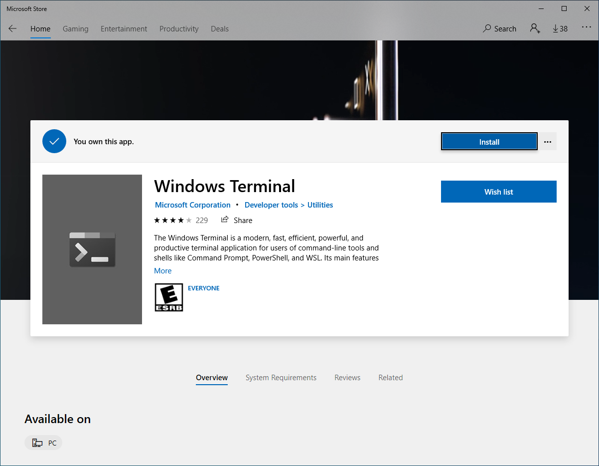 Windows Terminal in Microsoft Store