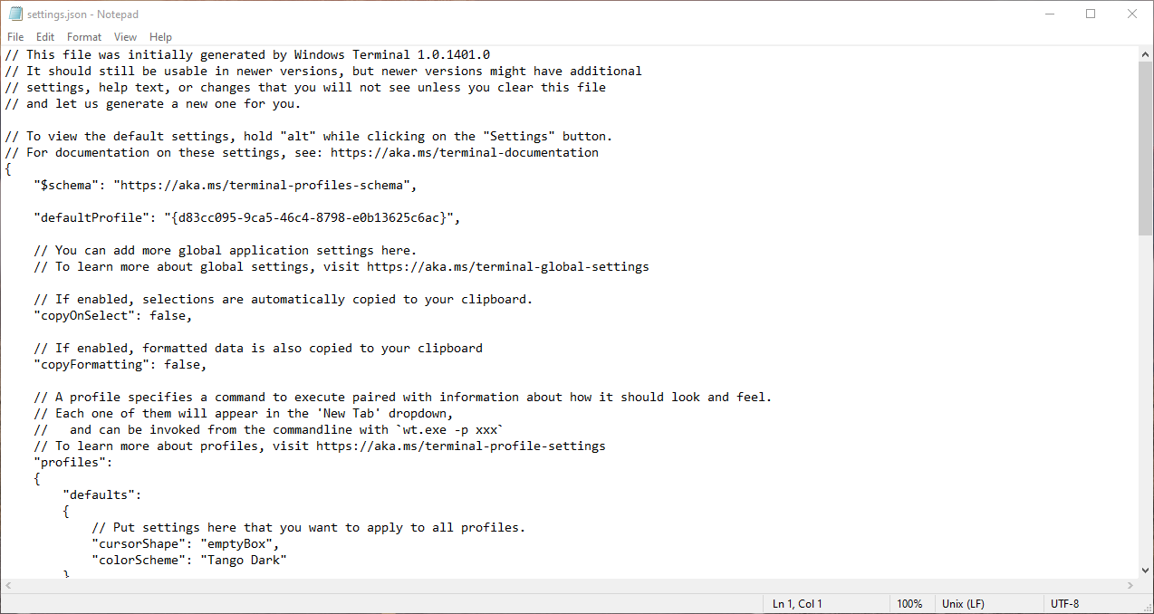 Windows Terminal configuration