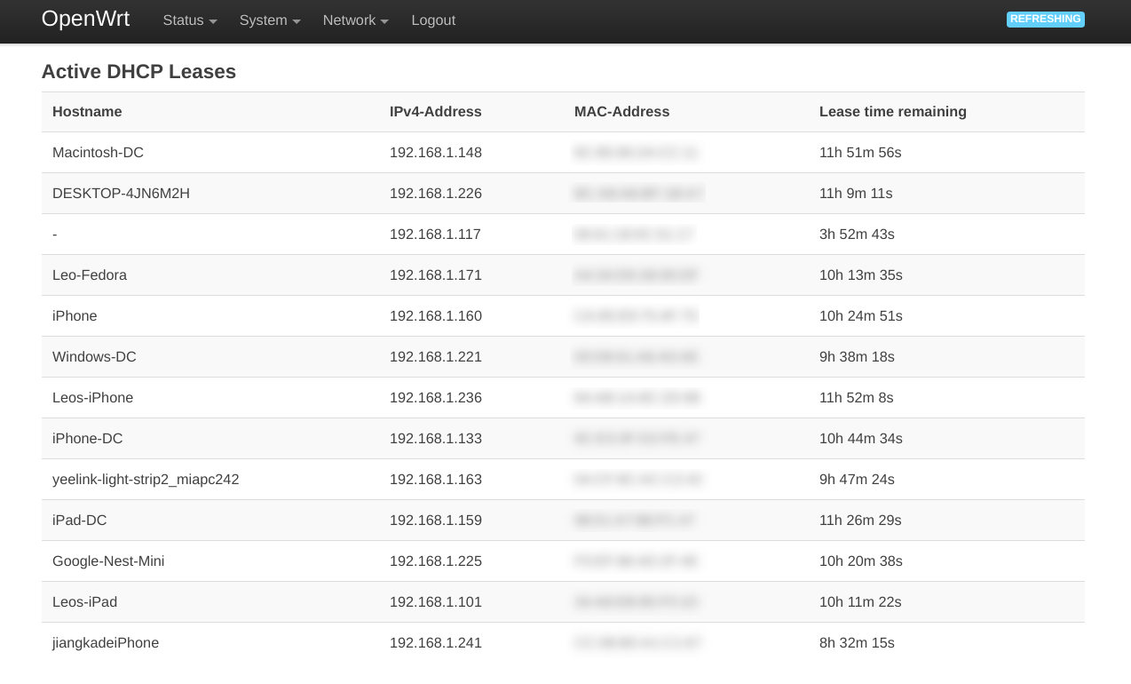 The configuration interface of my router