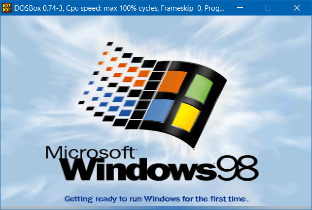 Windows 98 is booting for the first time