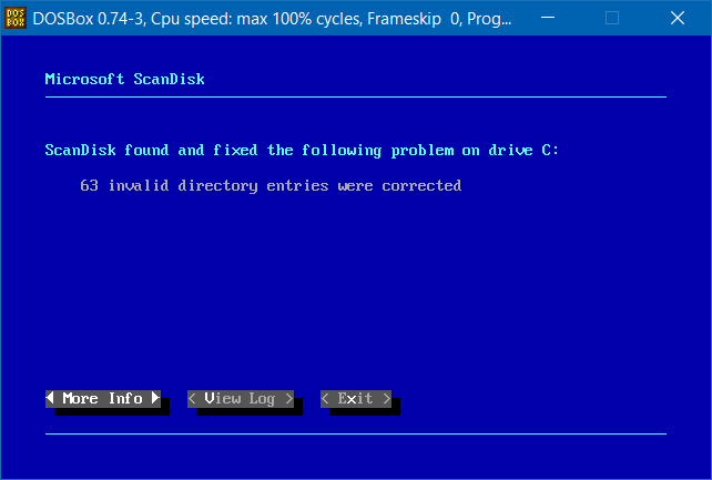 ScanDisk 报告其修复的问题