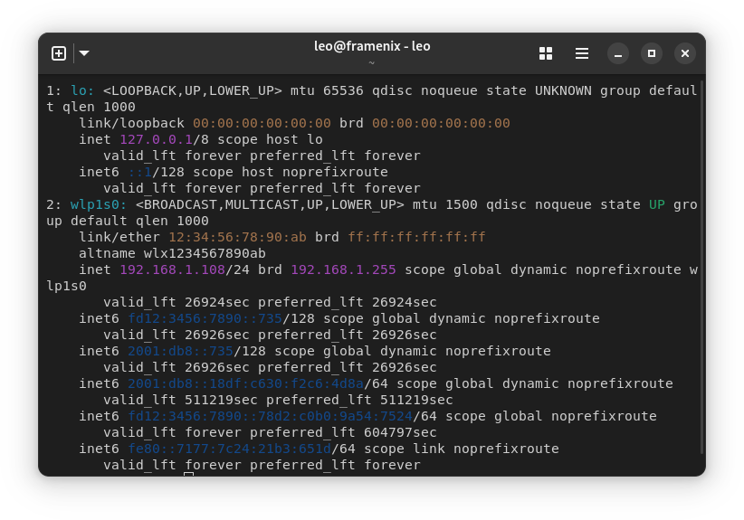 “GNOME” palette in use in Ptyxis