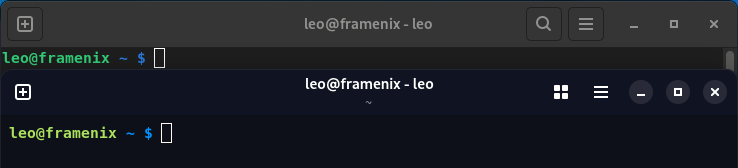 Top bars of GNOME Terminal and Ptyxis