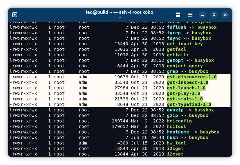 GStreamer executables installed on Kobo Clara BW