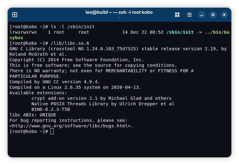 BusyBox used as init system, and glibc installed