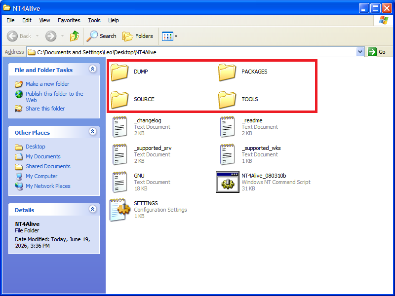 New folders created by the script