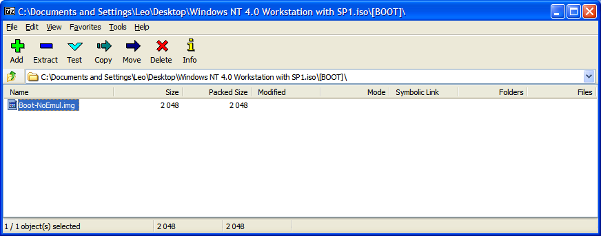The Boot-NoEmul.img file shown in 7-Zip
