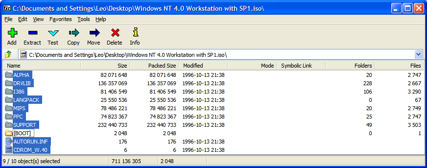Everything except The [BOOT] folder shown in 7-Zip