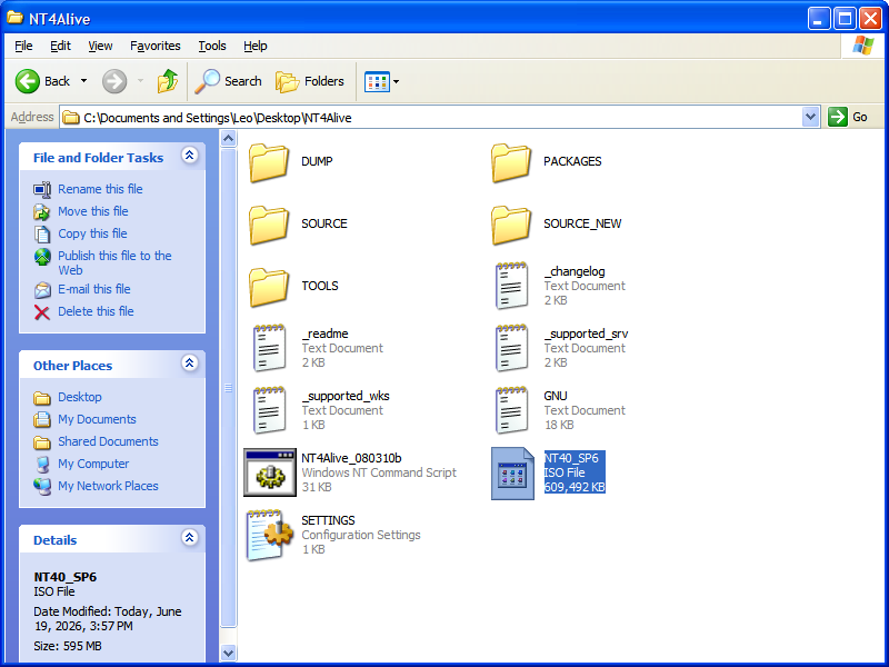 The ISO file created by NT 4 Alive